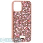 Чехол-накладка силиконовая со стразами SWAROVSKI Crystalline для iPhone 12 mini (5.4") Светло-коричневый №2 - фото 65123