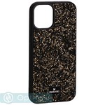 Чехол-накладка силиконовая со стразами SWAROVSKI Crystalline для iPhone 12 mini (5.4") Черно-золотой - фото 68003