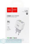 Адаптер питания Hoco C135A Rock dual port QC 3.0 (USB: 18W + Type-C: 20W) Белый - фото 92369