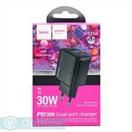 Адаптер питания Hoco CS61A bright PD30W (USB+Type-C) Charger (EU) black - фото 92370
