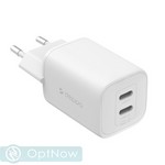 Адаптер питания Deppa Gan 2Type-C Power Delivery 3.0А QC 4.0 65Вт (11480) Белый - фото 92596