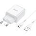 Адаптер питания Hoco N2 Vigour single port charger с кабелем Type-C (USB: 5V max 2.1A) Белый - фото 64689