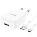 Адаптер питания Hoco N2 Vigour single port charger с кабелем Type-C (USB: 5V max 2.1A) Белый - фото 64692