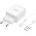 Адаптер питания Hoco N2 Vigour single port charger с кабелем Lightning (USB: 5V max 2.1A) Белый - фото 64714