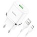 Адаптер питания Hoco N3 Special single port QC3.0 charger с кабелем MicroUSB (USB: 3.6-6.5V 3.0A/6.6-9V 2.0A/ 18W) Белый - фото 64750