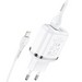 Адаптер питания Hoco N4 Aspiring dual port charger с кабелем Lightning (2USB: 5V max 2.4A) Белый - фото 66498