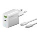 Адаптер питания Deppa USB A + Type-C Power Delivery 3.0А QC 3.0 20Вт D-11396 кабелем Lightning - Type-C MFI (5В/ 3А) Белый - фото 67456