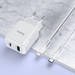 Адаптер питания Hoco N5 Favor dual port PD+QC 3.0 charger с кабелем Lightning to Type-C (USB: 5V max 3.0A/ 20Вт) Белый - фото 69171