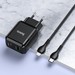Адаптер питания Hoco N5 Favor dual port PD+QC 3.0 charger с кабелем Lightning to Type-C (USB: 5V max 3.0A/ 20Вт) Черный - фото 69175