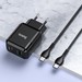 Адаптер питания Hoco N5 Favor dual port PD+QC 3.0 charger с кабелем Type-C to Type-C (USB: 5V max 3.0A/ 20Вт) Черный - фото 69184