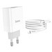 Адаптер питания Hoco C80A PD20W+QC3.0 charger с кабелем Type-C to Lightning (USB: 5V max 3.1A/ 20Вт) Белый - фото 69302