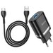 Адаптер питания Hoco N1 Ardent single port charger с кабелем Type-C (USB: 5V max 2.4A) Черный - фото 69679