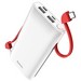 Аккумулятор внешний универсальный Hoco J67 10000 mAh Rill mobile power bank с кабелем Type-C, Lightning (2USB:5V-2.0A Max) Белый - фото 70627