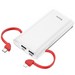 Аккумулятор внешний универсальный Hoco J67 10000 mAh Rill mobile power bank с кабелем Type-C, Lightning (2USB:5V-2.0A Max) Белый - фото 70628