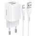 Адаптер питания Hoco N8 Briar dual port charger с кабелем MicroUSB (2USB: 5V max 2.4A) Белый - фото 73953
