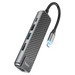 Переходник Hoco HB23 Easy view Type-C multifunction adapter HDMI+USB3.0+USB2.0 для MacBook Графитовый - фото 80684