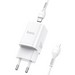 Адаптер питания Hoco N13 Bright PD30W+QC3.0 charger с кабелем Type-C to Lightning (USB: 5V max 3.0A/ 30Вт) Белый - фото 80861