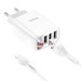 Адаптер питания Hoco C93A Easy charge 3-port digital display charger с кабелем Lightning (3USB: 5V max 3.4A) Белый - фото 81561