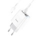 Адаптер питания Hoco C93A Easy charge 3-port digital display charger с кабелем Lightning (3USB: 5V max 3.4A) Белый - фото 81562
