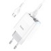 Адаптер питания Hoco C93A Easy charge 3-port digital display charger с кабелем Type-C (3USB: 5V max 3.4A) Белый - фото 81569