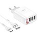 Адаптер питания Hoco C93A Easy charge 3-port digital display charger с кабелем Type-C (3USB: 5V max 3.4A) Белый - фото 81571