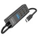 Переходник Hoco HB25 Easy mix 4-in-1 converter (Type-c to USB3.0 + USB 2.0x3) черный - фото 81651