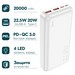 Аккумулятор внешний универсальный Hoco J101А 20000 mAh Astute PD22.5W+QC3.0 power bank (2USB:5V-4.5A/ Type-C: 5V-2.4A) Белый - фото 83014