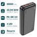 Аккумулятор внешний универсальный Hoco J101А 20000 mAh Astute PD22.5W+QC3.0 power bank (2USB:5V-4.5A/ Type-C: 5V-2.4A) Черный - фото 83037