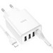 Адаптер питания Hoco C102A Fuerza QC3.0 fast charger 28.5W c кабелем Lightning (4USB: 5V max 2.1A) Белый - фото 83245