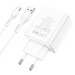 Адаптер питания Hoco C102A Fuerza QC3.0 fast charger 28.5W c кабелем Type-C (4USB: 5V max 2.1A) Белый - фото 83255