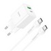Адаптер питания Hoco N28 Founder QC3.0/PD3.0 20W с кабелем Type-C to Type-C (USB+Type-C: 5V max 2.1A) Белый - фото 85889