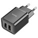 Адаптер питания Hoco N25 Maker dual port fast charger (2USB: 5V max 2.1A) Черный - фото 86233