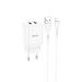 Адаптер питания Hoco N25 Maker dual port fast charger c кабелем Lightning (2USB: 5V max 2.1A) Белый - фото 86240