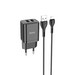 Адаптер питания Hoco N25 Maker dual port fast charger c кабелем Lightning (2USB: 5V max 2.1A) Черный - фото 86249