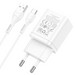 Адаптер питания Hoco N25 Maker dual port fast charger c кабелем Type-C (2USB: 5V max 2.1A) Белый - фото 86252