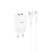 Адаптер питания Hoco N25 Maker dual port fast charger c кабелем Type-C (2USB: 5V max 2.1A) Белый - фото 86253