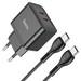 Адаптер питания Hoco N29 Triumph dual port fast charger c кабелем Type-C to Type-C 33W (2Type-C: 5V max 3.0A) Черный - фото 86269