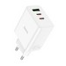 Адаптер питания Hoco C126A PD 40W c кабелем Type-C to Type-C (USB + 2Type-C: 5V max 2.1A) Белый - фото 86388