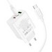Адаптер питания Hoco C126A PD 40W c кабелем Type-C to Type-C (USB + 2Type-C: 5V max 2.1A) Белый - фото 86389