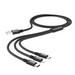 Дата-кабель USB 3в1 Hoco X14 micro USB + Type-C + Ligthning (1м) Черный - фото 87256