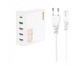 Сетевое зарядное устройство Hoco C114A Intelligent Balance Five ports Vision PD 65W (4USB+1Type-C: 5V max 3A) Белый - фото 88118