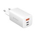 Адаптер питания Deppa USB-A + 2Type-C Power Delivery/ QC3.0 GAN 65Вт D-11443 (5В/ 3А, 9В/ 2.22А) Белый - фото 88190