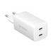 Адаптер питания Deppa 2Type-C Power Delivery/ QC3.0 GAN 65Вт D-11445 (5В/ 3А, 9В/ 3А) Белый - фото 88195